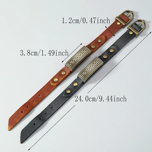 Retro multi-layer leather bracelets for men featuring bronze metal buckles and engravings