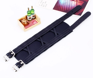 Men's retro punk wide leather bracelet featuring multi-layer straps and dual metal buckles