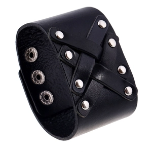 Punk Vintage Men's Wide Leather Bracelet Braided Alloy Rivet Adjustable Cuff Wristband Gothic Retro Jewelry Gift For Men