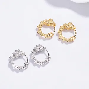 925 Sterling Silver Dragon Hoop Earrings For Women Chinese Style Vintage Animal Zodiac Electroplated Fashion Jewelry Gift