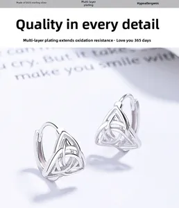 Détail de boucles d'oreilles en argent 925 avec design géométrique et placage multicouche