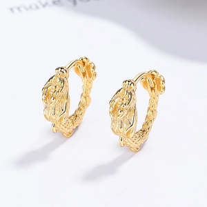 925 silver Chinese dragon hoop earrings with gold-plated scales and 3D dragon head relief