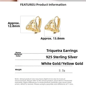 Spécifications de taille pour boucles d'oreilles nœud celtique en argent sterling 925