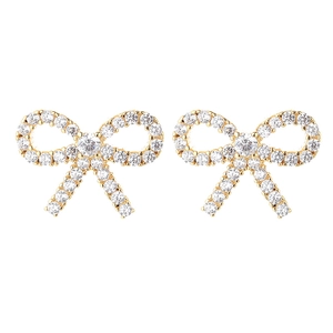 Boucles d'oreilles nœud en argent 925 avec pavé de zircones pour femme chic