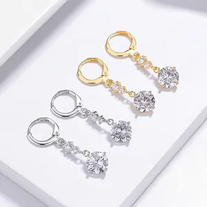 Boucles d'Oreilles Pendantes à Gland en Argent Sterling 925 Zirconia pour Femmes Boucles d'Oreilles Anneaux Pendantes Rondes Bijoux Cadeau