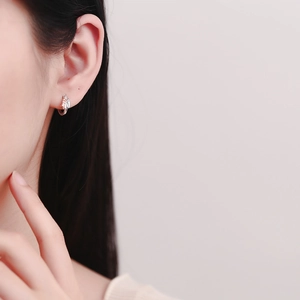 Orecchini a cerchio in argento sterling 925 con rilievo di uccello su un modello minimale