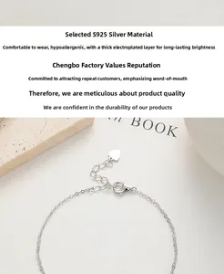 Detail of S925 sterling silver chain with heart pendant and thick electroplating finish