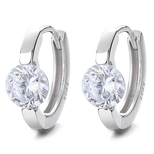 Créoles classiques en argent 925 avec zircone cubique transparente et serti à six griffes