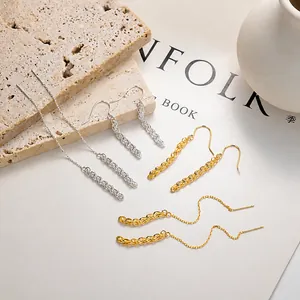 925 Sterling Silver Phoenix Tail Tassel Ear Hooks For Women Long Chain Ear Threads Personality Geometric Gold Silver Earrings Jewelry Gift