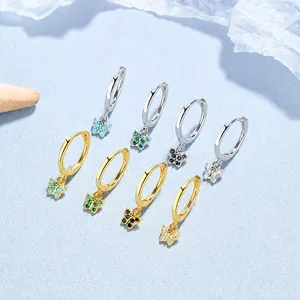 925er Sterling Silber Schmetterling Creolen mit bunten Zirkoniasteinen in Gold und Silber