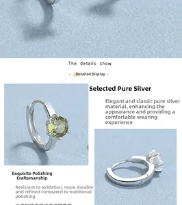 Detail showing the S925 sterling silver stamp and polished finish on the olive green earring