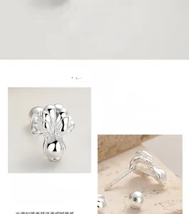 Detailed macro view of 925 sterling silver shell stud earring with threaded ball back