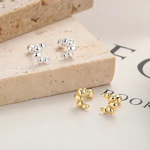 Boucles d'Oreilles Clous Croissant en Argent Sterling 925 pour Femmes Minimalistes Géométriques Torsadées avec Fermoir à Vis Bijoux de Mode Cadeau