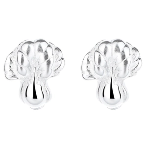 925 sterling silver studs with hollow leaf pattern and high polish finish for women