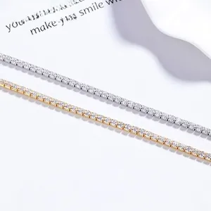 Macro shot of 925 silver tennis bracelets with gold and silver finishes and pavé zircons