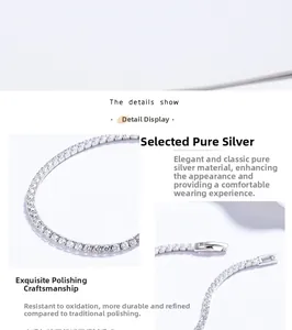 Macro shot of 925 sterling silver tennis bracelet with fine claw-set round cubic zirconia