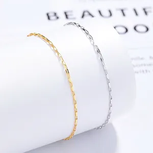 Minimalist 925 Sterling Silver Square Buckle Link Chain Bracelet For Women Adjustable Heart Pendant Fashion Jewelry