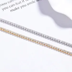 925 Sterling Silver Tennis Bracelet For Women Full Rhinestone Inlaid Sparkly Chain Bracelet Gold Silver Plated Jewelry Gift