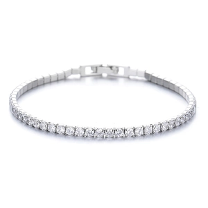Classic 925 sterling silver tennis bracelet with brilliant-cut round cubic zirconia stones
