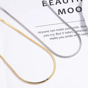 Minimalist 925 Sterling Silver Snake Chain Necklace For Women Personalized Fashion Flat Blade Herringbone Chain Choker Fine Jewelry Gift