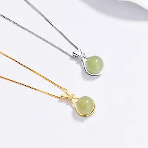 Collana sacchetto della fortuna in argento S925 e giada Hetian oro e platino