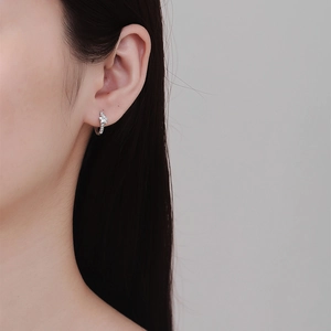 Elegant 925 sterling silver star hoop earrings with sparkling micro-inlaid zircon stones