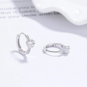 925 silver star hoop earrings with sparkling cubic zirconia on a clean white background