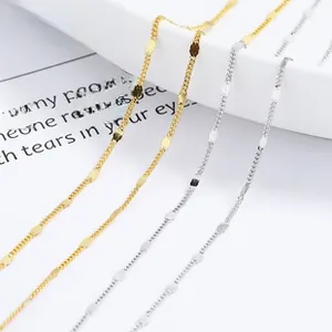 Detail of 925 sterling silver beaded chain necklaces in gold and silver finishes