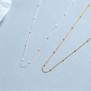 925 Sterling Silver Bead Chain Necklace For Women Minimalist Satellite Chain Clavicle Necklace Fashion Commuter Jewelry