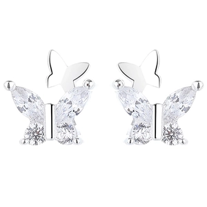 Eleganti orecchini a farfalla in argento sterling 925 con scintillanti zirconi taglio marquise