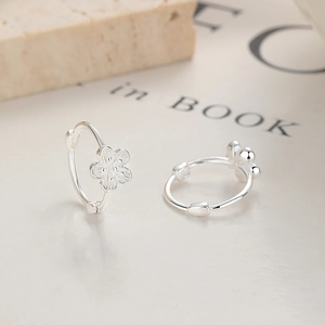 Élégantes boucles d'oreilles créoles en argent 925 fleur de pêcher pour femmes