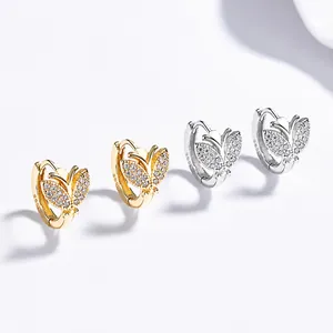 Élégantes créoles papillon en argent sterling 925 serties de zircons brillants