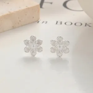 Boucles d'Oreilles Clous Fleur de Lotus en Argent Sterling 999 pour Femme Mode Douce Minimaliste Bijoux Floraux Cadeau