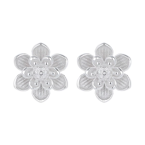 Boucles d'oreilles clous lotus en argent sterling S999 avec design de pétales