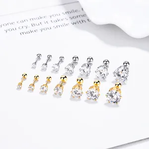 Kronen-Ohrstecker aus 925er Silber mit Zirkonia-Set in Gold und Silber-Optik