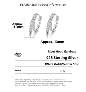 Detaillierte Größentabelle und technische Daten für 925er Sterlingsilber-Nietenohrringe