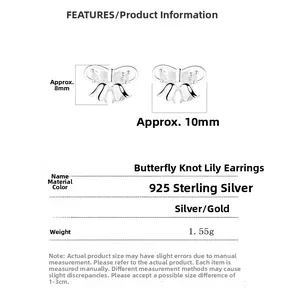 Tableau détaillé des tailles pour boucles d'oreilles muguet en argent 925 avec nœud