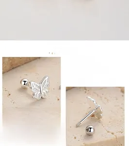 Details des Schmetterlings-Ohrsteckers aus 925er Silber mit sicherem Schraubverschluss