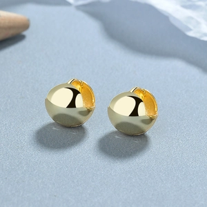 Boucles d'oreilles boules en argent 925 doré poli avec un design à charnière minimaliste