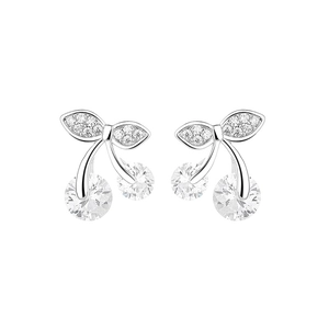 Boucles d'oreilles cerises en argent 925 avec cristaux de zircon transparents