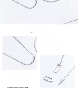 Detailed macro view of 925 sterling silver snake chain with polished lobster clasp closure