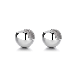 Boucles d'oreilles créoles boules en argent sterling 925 avec finition polie