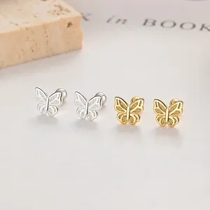 925 Sterlingsilber Schmetterling Ohrstecker Hohle Strass Süße Mode Schmuck Schraubverschluss Ohrringe Für Damen