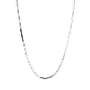 Minimalist 925 sterling silver flat snake chain necklace with sleek metallic luster