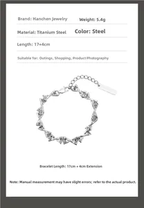 Macro detail of geometric thorn cuban bracelet with lobster clasp and weight specs