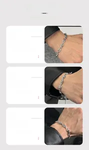 Detail of silver geometric thorns bracelet featuring skin-friendly plating and industrial style