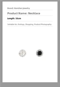 Vue détaillée des colliers magnétiques de 55 cm avec pendentifs en zircone noir et blanc