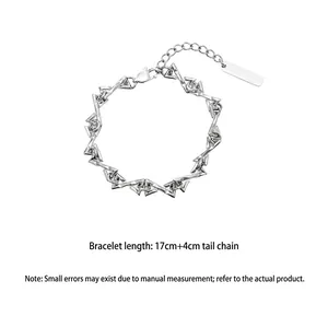 Silver hollow triangle link bracelet with lobster clasp and adjustable 4cm extension