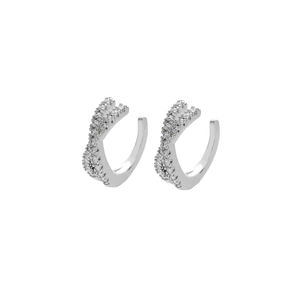 Boucles d'oreilles ear cuff doubles en argent avec cristaux brillants au style moderne