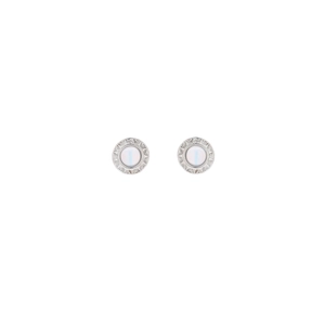 Boucles d'oreilles tournesol en argent avec pierres irisées et gravures en relief de feuilles